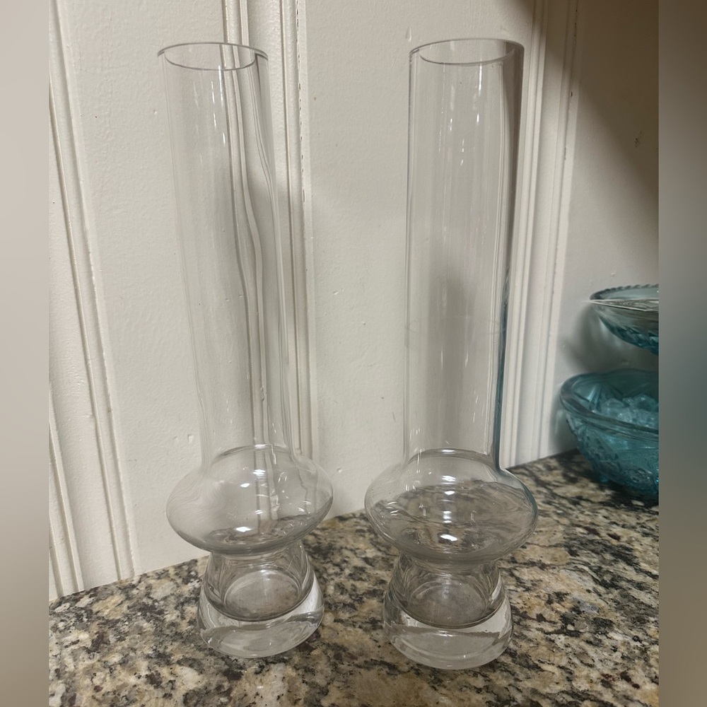 Elegant Clear Glass Mid Century Modern Vase Set